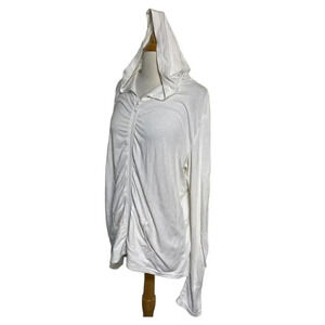 SB Performance XL white ruched full zip lightweight hooded‎ jacket